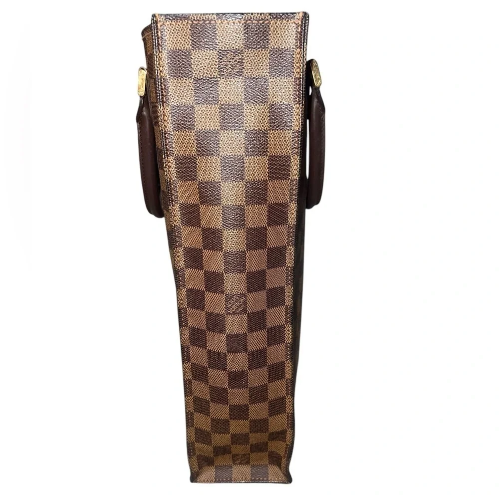 EUC Louis Vuitton Authentic Damier Ebene Sac Plat Tote Handbag COA Neutral Brown